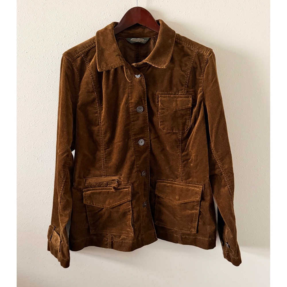 Eddie Bauer Cognac Corduroy Field Utility Jacket Women's XL 2000s